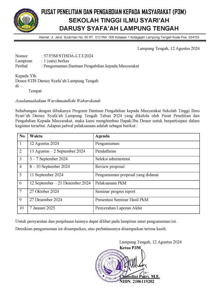 Pengumuman Bantuan PkM 2024