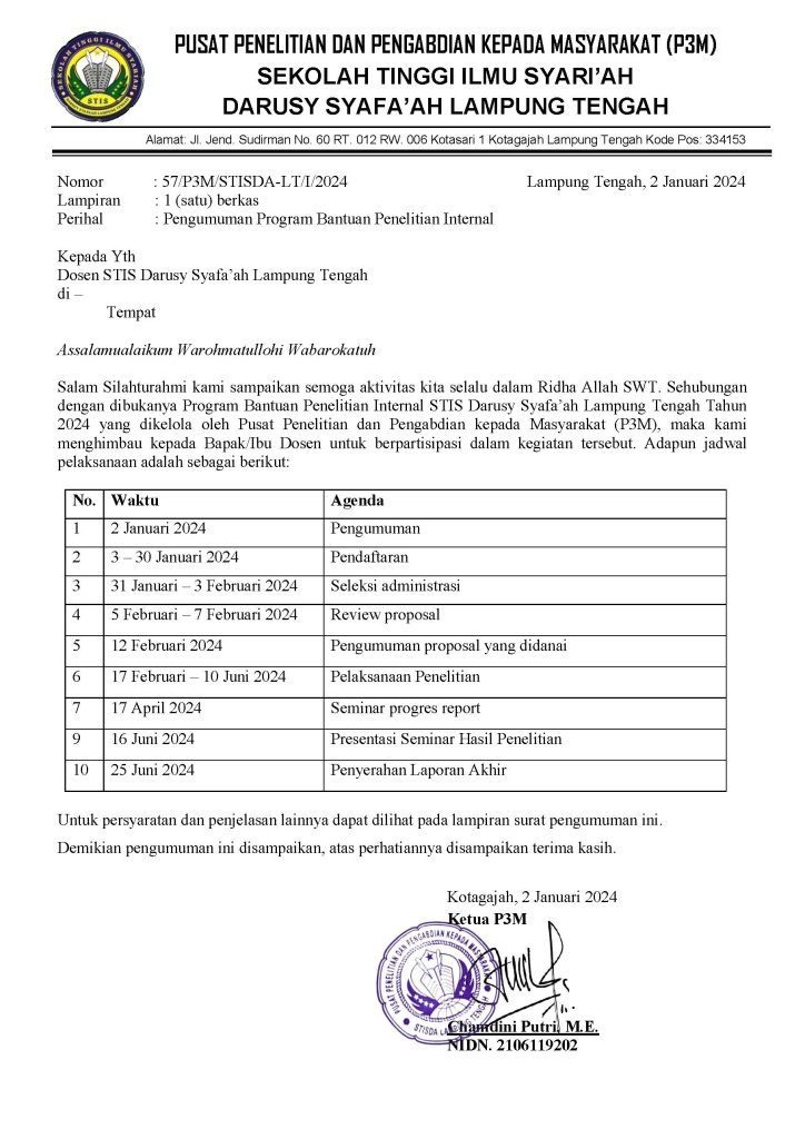 Pengumuman Penelitian 2024