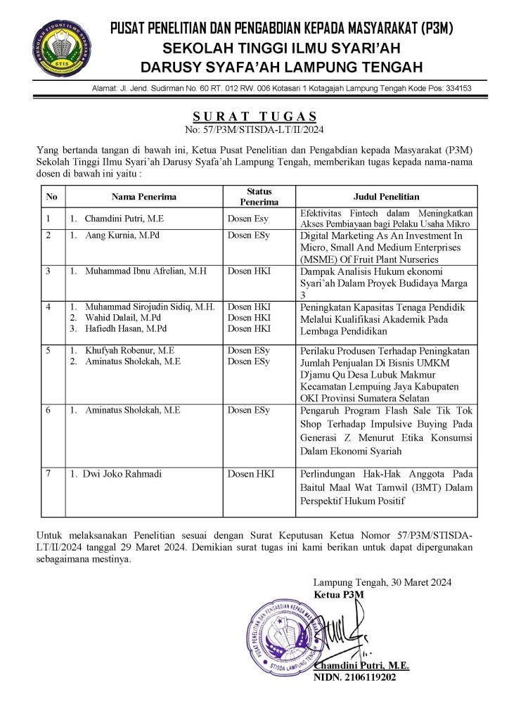 Surat Tugas Penelitian 2024